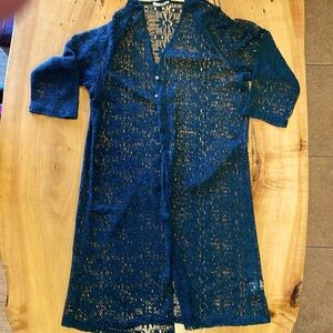 Maurices large dark green lace cardigan with buttons